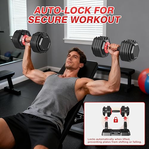 Vista 4 de Adjustable Dumbbells Set of 2, Durable Weights Dumbbells Set, 10 in 115 in1 Weights Set with Anti-Slip Grip, Fast Adjust Gym Equipment Space Saving