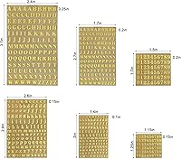 Vista 5 de AIERSA Small Letter Stickers, 0.11in-0.17in Letter Stickers for Resin Scrapbook Supplies, Alloy Alphabet Number Sticker, Self Adhesive, Glitter Gold