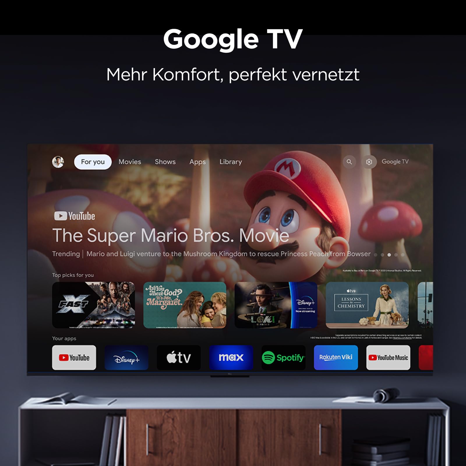TCL 75C8L 75 Zoll SQD-Mini LED Google TV, 100% BT.2020, Super Quantum Dot, 5.500 Nits, 2.584 Local Dimming Zonen,144 Hz, Bang & Olufsen Sound, Dolby Vision & Atmos, Entspiegeltes Display, ZeroBorder