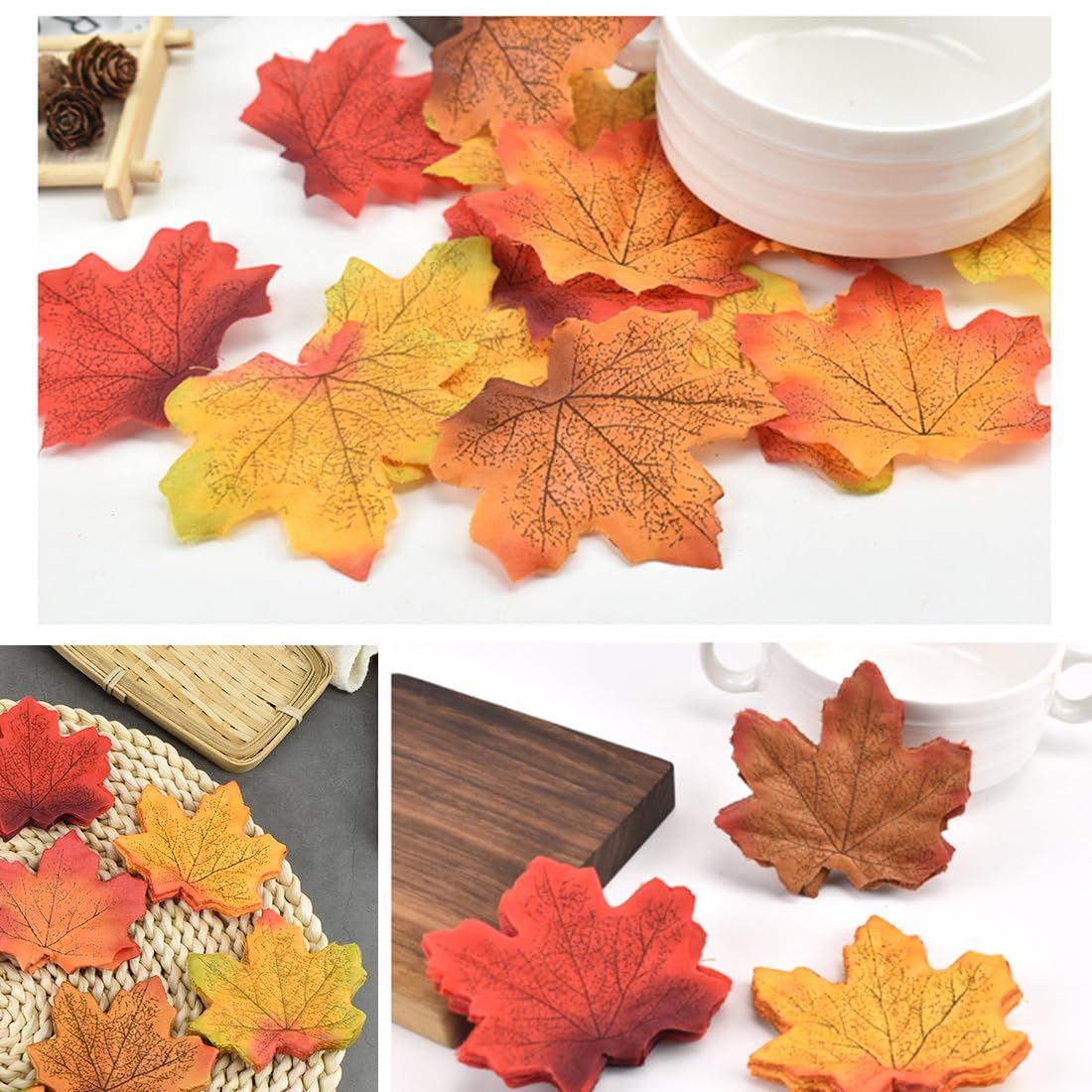 400 Foglie D'Acero Artificiali Autunnali - Multicolore Per Decorazioni, Scrapbooking, Feste
