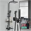 LED Rainfall Shower Panel Tower System Shower Black Copper All Home Bathroom Shower Set Thermostat Digital Display Rotating Elevating Pressure Shower Multifunction Color: White Hot Gold, Size: 1