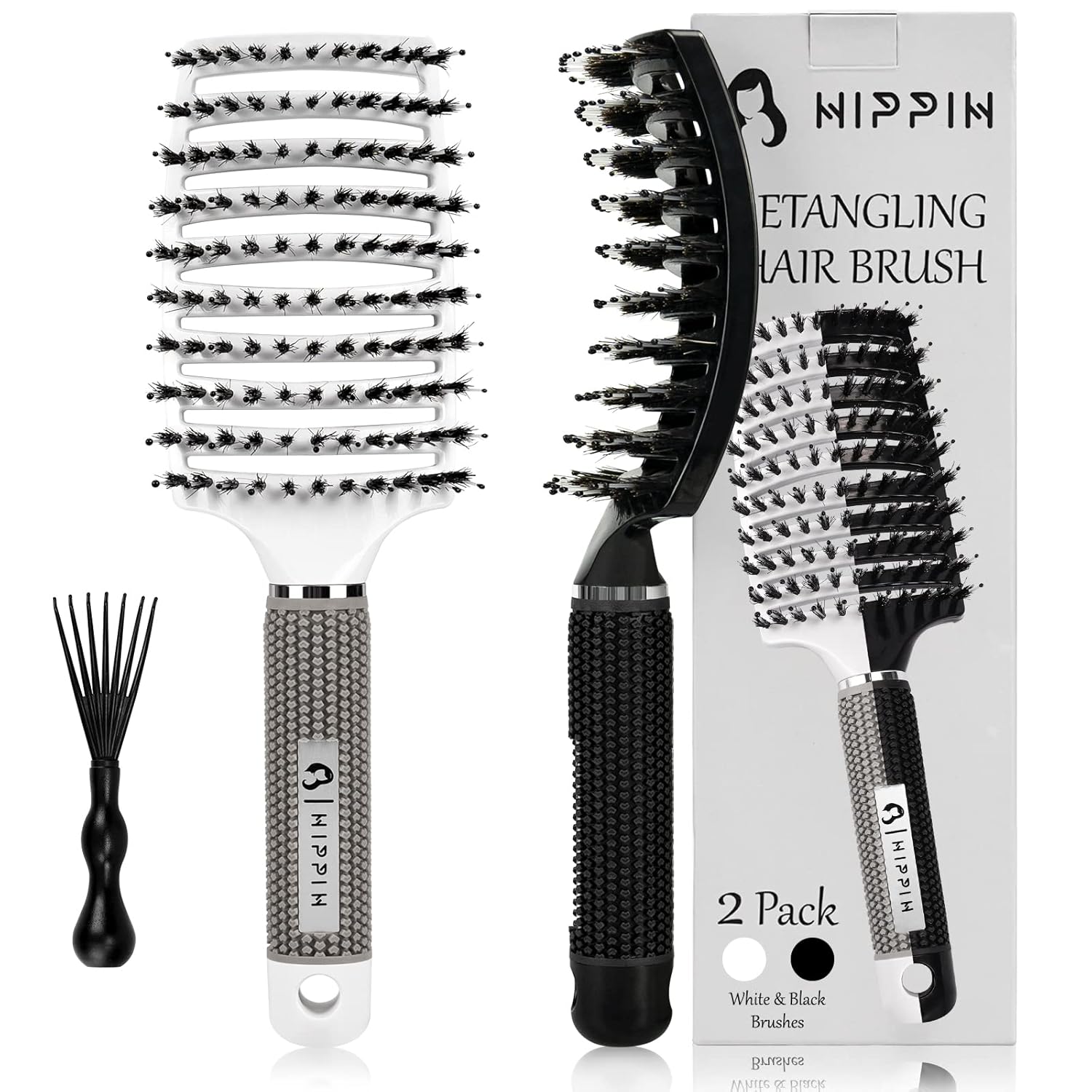 Detangler Brush 2 Pack, HIPPIH Hair Brushes for Women, Men