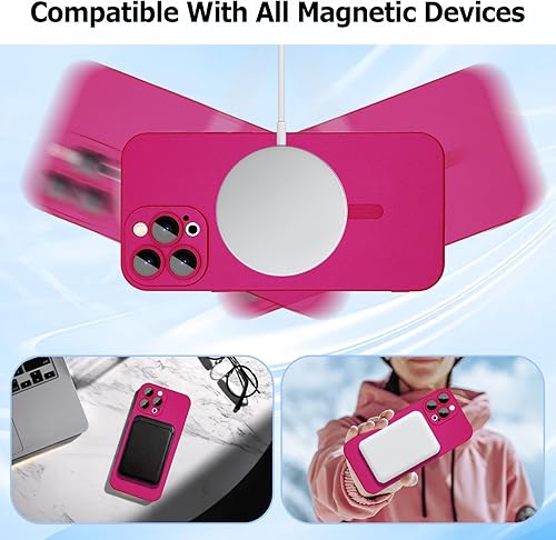 Miniatura 9 de ankofave Funda magnética para iPhone 13 Pro para mujer, diseño de brillo metálico suave mate con protector de lente de cámara, compatible con