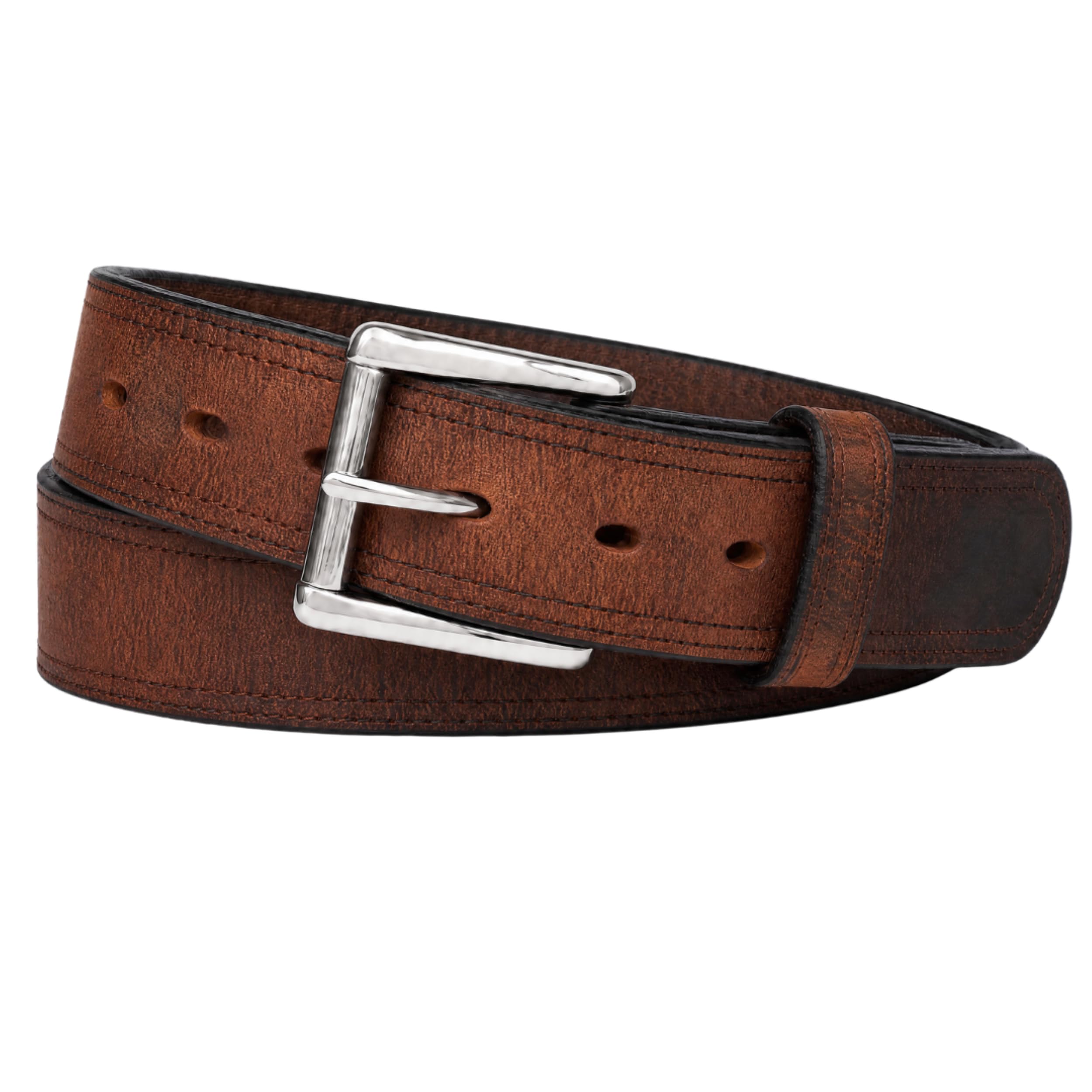 Hanks Montana Bison Double Layer Belt - Made in USA Full Grain Bison Leather Belt for Men - Heavy Duty Mens Belt, 1.5" Wide