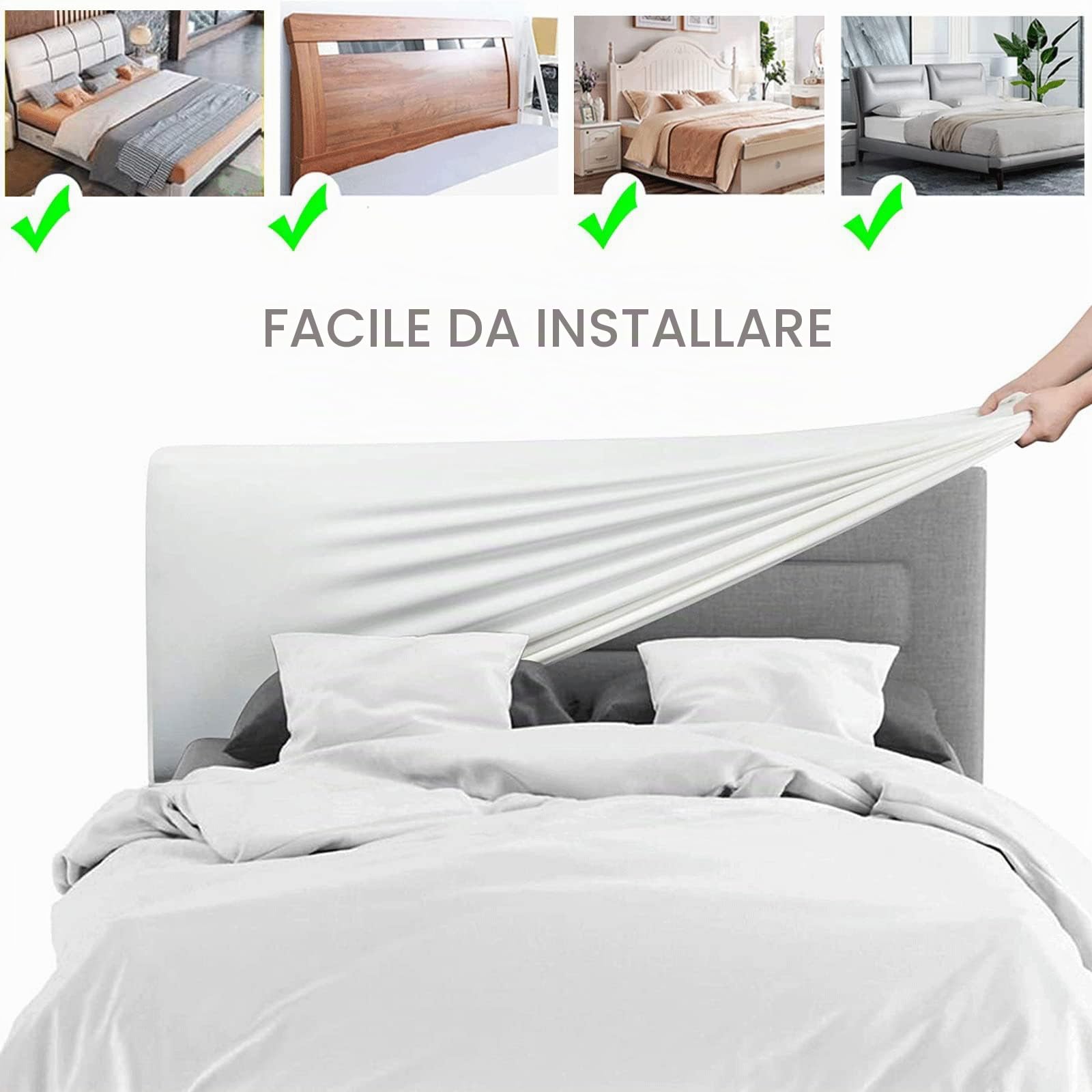 CXLT - Copertura universale per testiera letti elasticizzata/Protettivo per testiera letti in tessuto/pelle/legno, copre tutti i tipi di testiere King Size, matrimoniali, singole e queen size