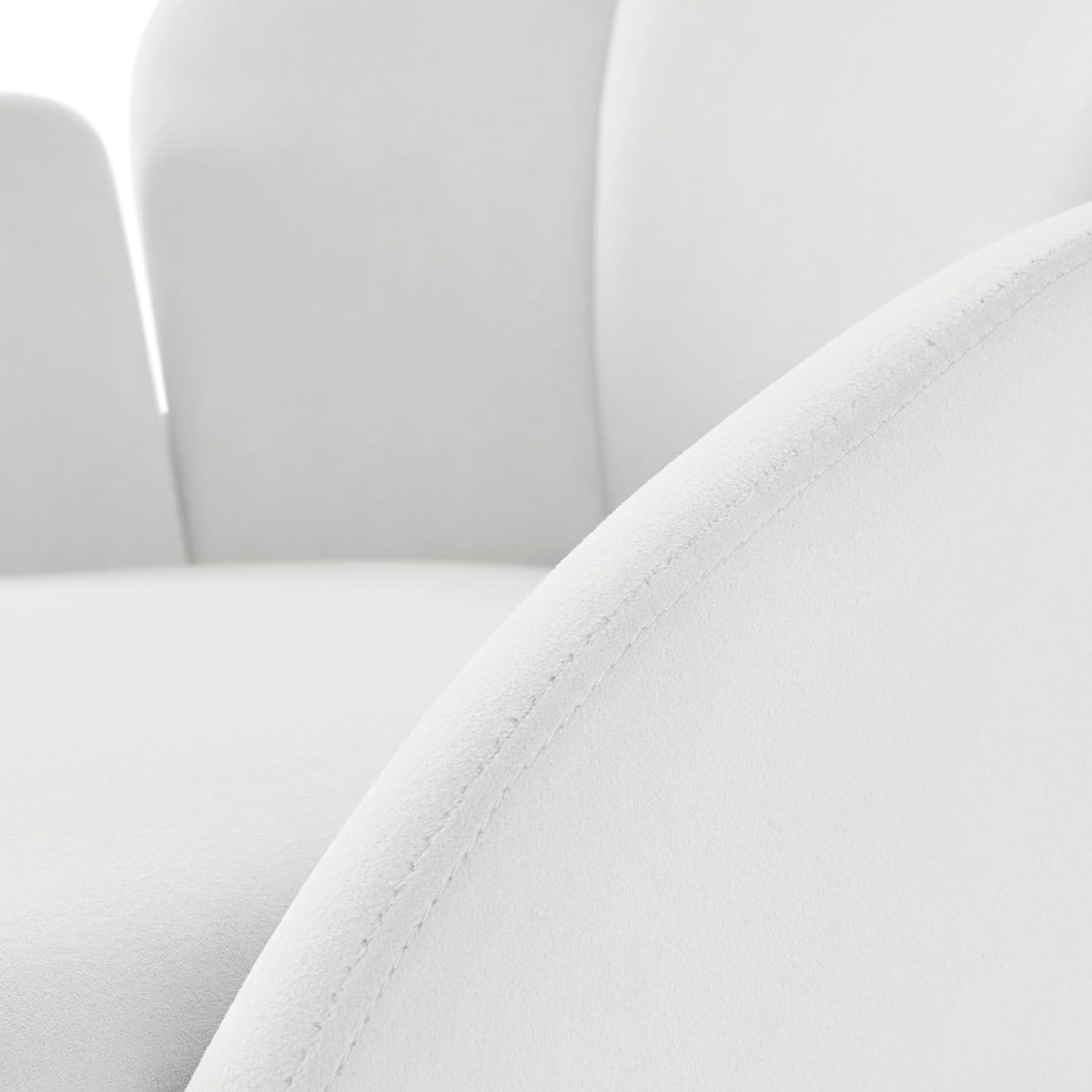 Yaheetech Upholstered Petal Dining Chair, Modern Velvet Bucket Dining Chair with Curved Back and Gold Metal Legs for Dining Room/Kitchen, White