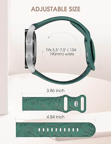 Miniatura 4 de W-RARA Correa con grabado floral compatible con Samsung Galaxy Watch 5 y 4 de 1.57 pulgadas, 1.73 pulgadas, Watch 5 Pro de 1.77 pulgadas, Active 2