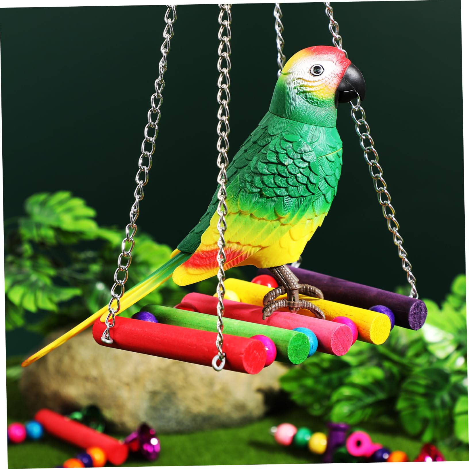 HANABASS 5juegos Columpio y Sonajero para Aves Accesorios para Jaula De Pájaros Juguete Interactivo y Decorativo Instalación Rápida y para Periquitos y Agapornis