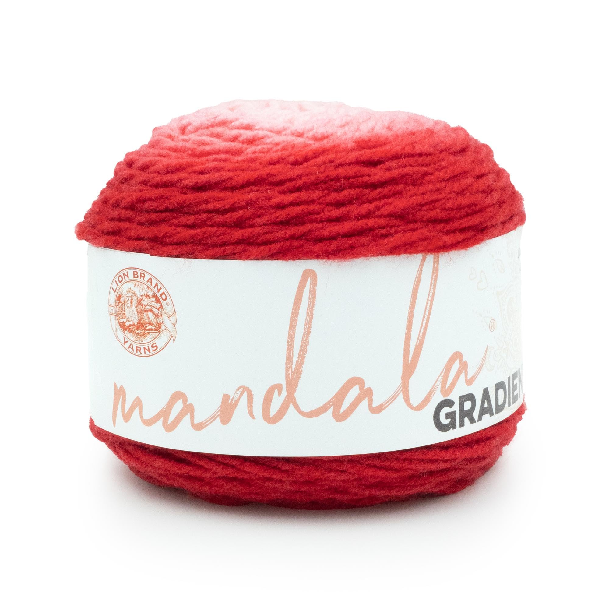 Lion Brand Yarn Gradient mandali, wielokolorowa przędza do robienia na drutach, szydełkowania i rękodzieła, czerwona, 1 opakowanie
