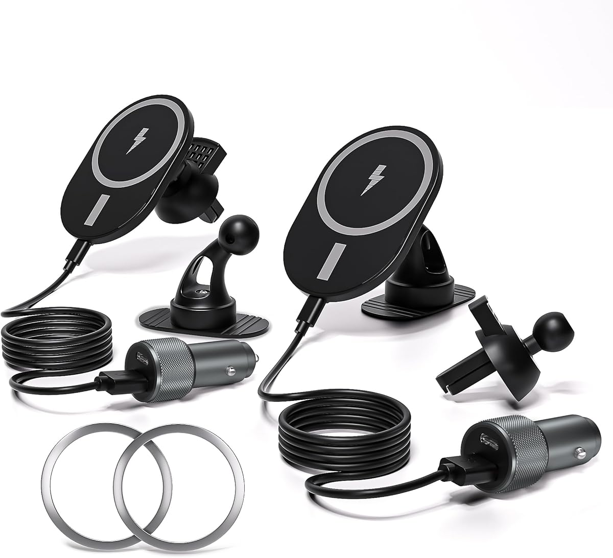 Car Phone Holder,2 Pack Magnetic Car Mount 15W-Qi Fast Wireless Car Charger Dashboard Windshield Vent Cell Phone Holder for Your Car Compatible with iPhone 17 Pro Max/17 Air/16 Pro/15 Plus/14/13/12/11