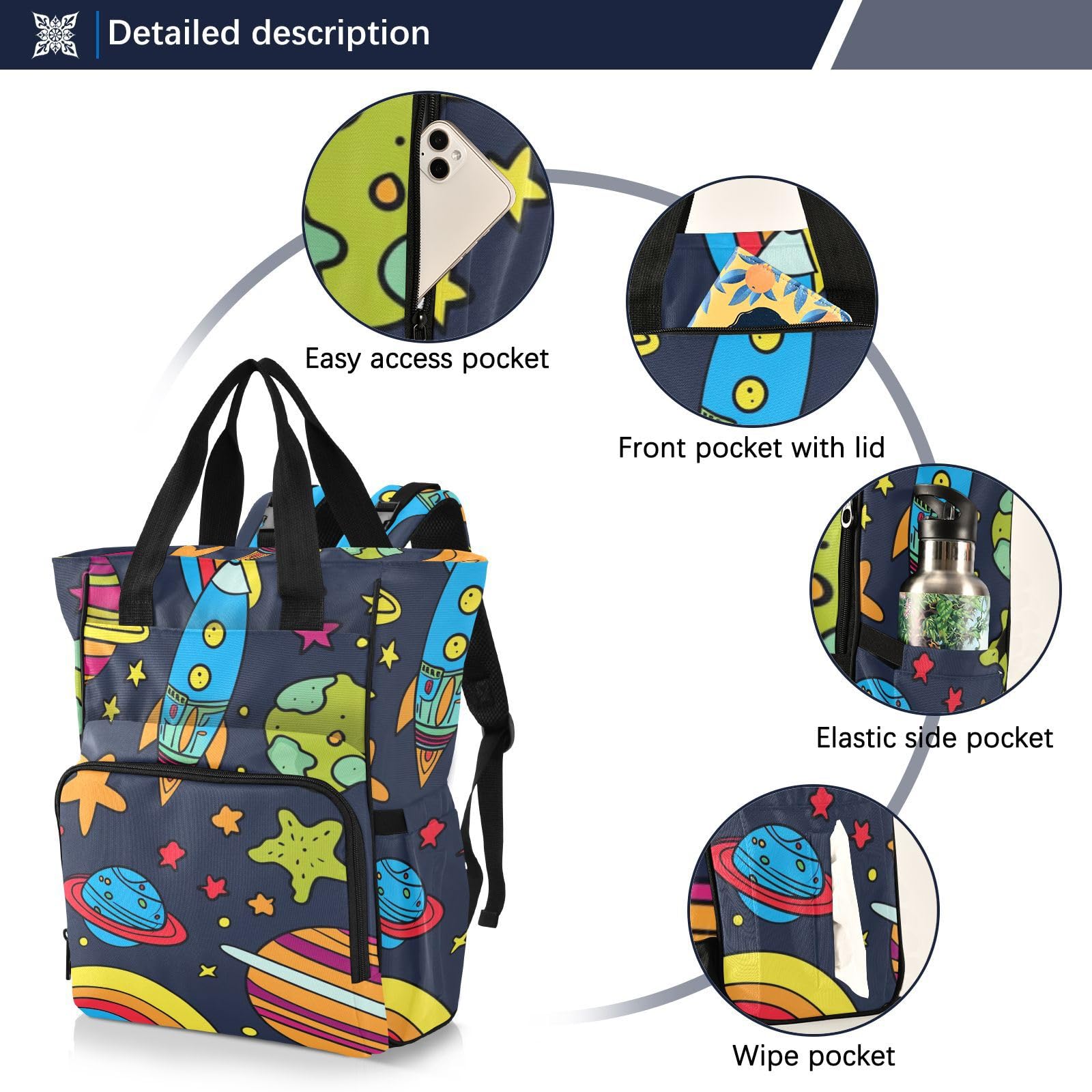 Baby Essentials - Bolsa de pañales con diseño de graffiti espacial