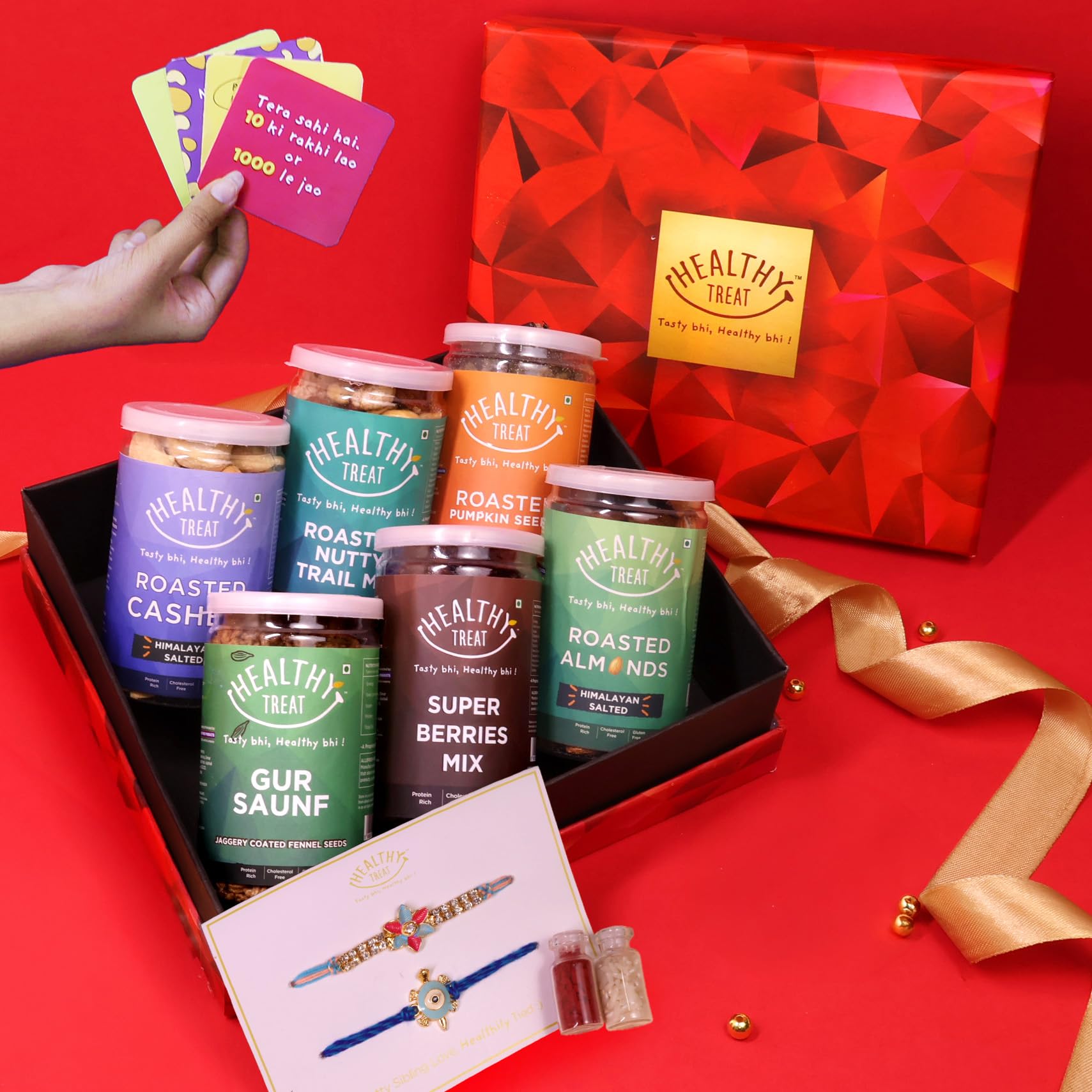 Healthy Treat Royal Rakhi Gift Hamper, Roasted Dry-Fruits & Nuts Gift Pack, A Pair Of Rakhi, Roli Chawal, Rakhi Cards, The Ultimate Assorted Rakhi Gift Hamper, Raksha Bandhan Gift Hamper (B0D925WN23) Amazon Price History, Amazon Price Tracker