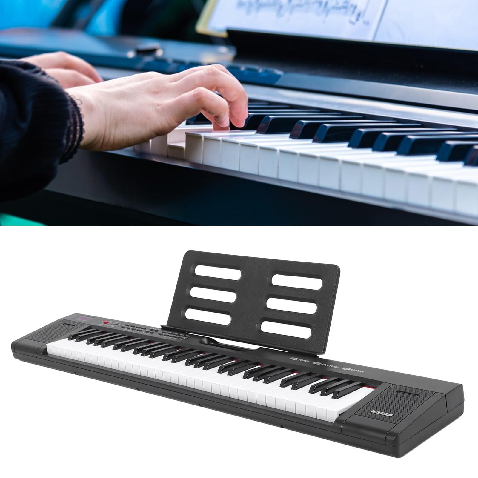 Tastiera Elettrica Portatile, 94x18, 7x5, 1 Cm Tastiera Elettrica a 61 Tasti per Pianoforte Portatile per Principianti (Spina europea)
