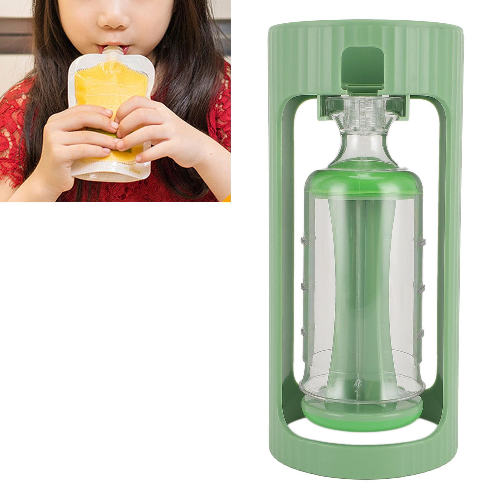 RIZGHWOY Station de Pressage de Purée de Fruits pour Aliments Faits Maison pour bébé avec 10 Sacs, Aliments Personnalisables à Emporter, Matière Plastique de qualité Alimentaire, Passe au (GREEN)