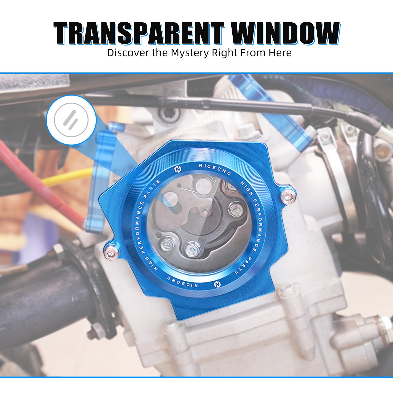 NICECNC Cubierta de Eje de Leva Transparente de aleación de Aluminio Azul Compatible with Yamaha Raptor YFM 700 2006-2024, Raptor 700 R 2009-2024, Raptor 700 SE 2009-2024