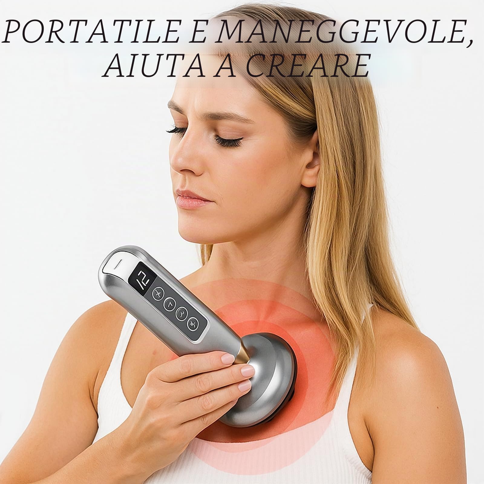 Dispositivo di drenaggio linfatico – Anti cellulite, massaggiatore elettrico a 12 marce, massaggiatore a mano per addome e braccia, ritenzione idrica e dispositivo terapeutico contro linfedema
