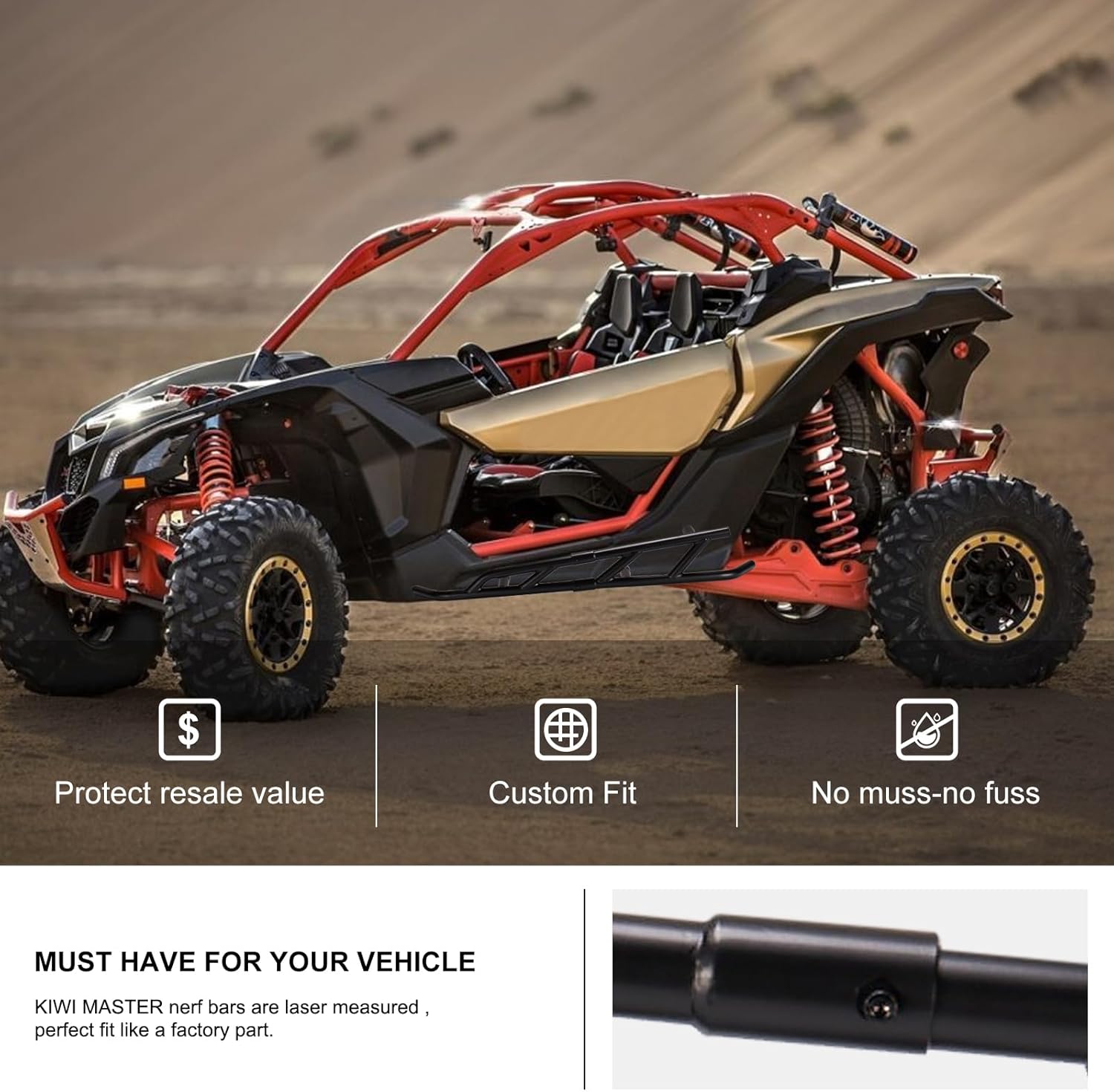 KIWI MASTER Nerf Bars Rock Sliders for 2017-2026 Can-Am Maverick X3 Accessories Steel Side Step Tree Kickers