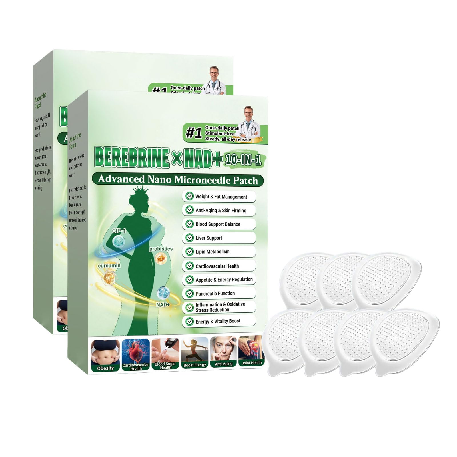 Patchs 10-en-1 Ingrédients Naturels Patchs pour Hommes et Femmes (2boîtes)