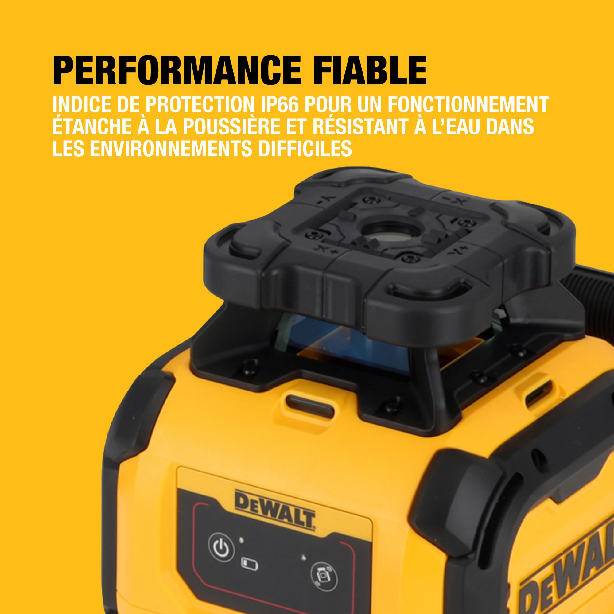 DEWALT Laser alcalin rotatif rouge, portée de 600m avec détecteur, autonomie de 35 heures des piles alcalines, DCLE05211R-XJ
