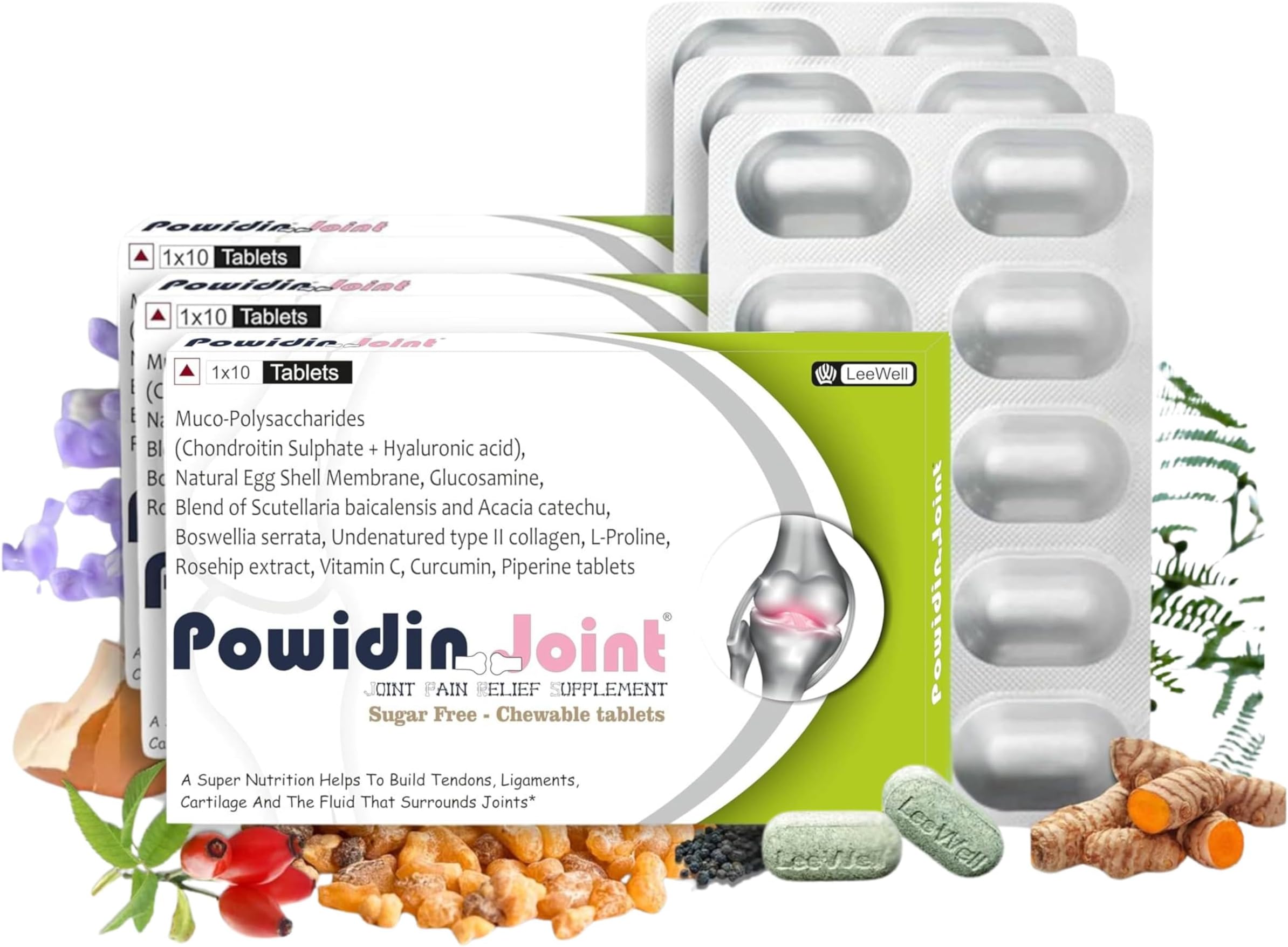 Joint Support Supplements | Collagen, Glucosamine, Chondroitin, Hyaluronic acid, Boswellia Serrata, Piperine, L proline, Natural Egg Shell Membrane, Acacia Catechu, Scutellaria - 30 tablets