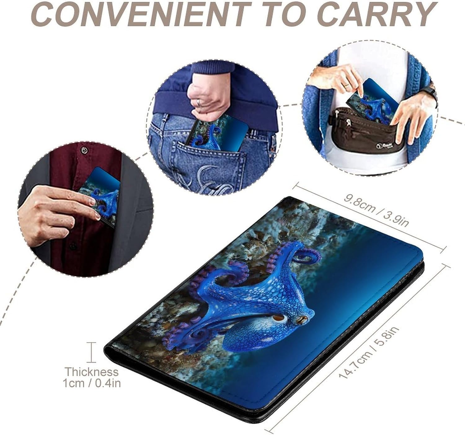 Funny Octopus Travel Passport Holder Passports Protective Cover for Women Men with Card Slots