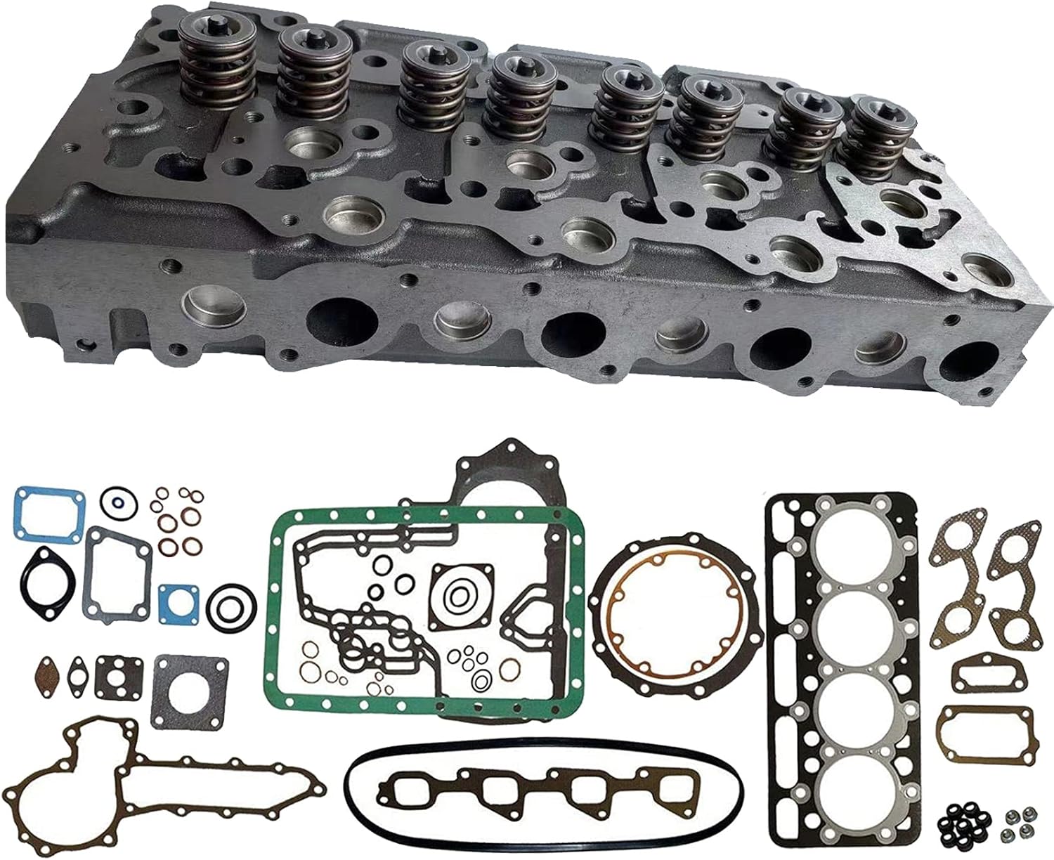 Complete Cylinder Head With Valve & Full Gasket kit Compatible with Kubota V2203 Engine Bobcat 763 773 753 7753 S175 337 331 334 B300 S150 S160 S185