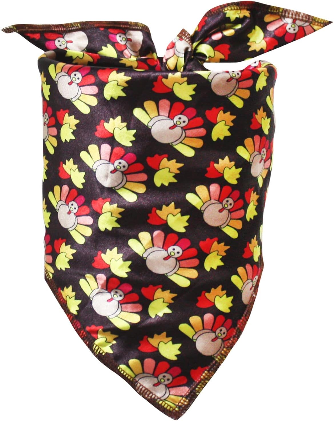 Petitebella Thanksgiving Theme Pet Bandana (Brown/Turkey, Medium)