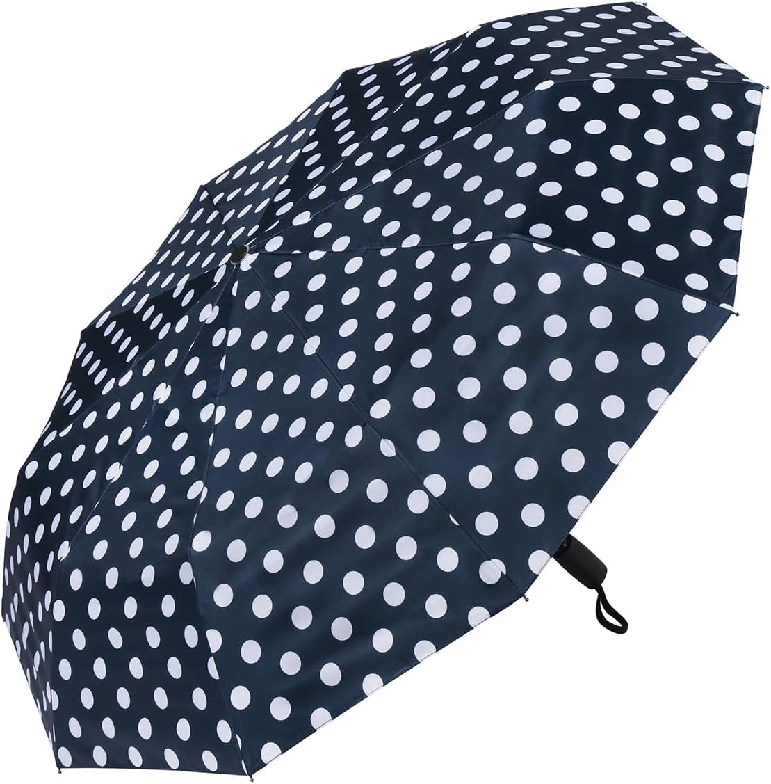 Agaric Cute Polka Dots Parasol Large Travel Umbrella for Rain & Sun, 46” UV Protection Auto Open Close Waterproof Folding Umbrella Windproof Compact Umbrella