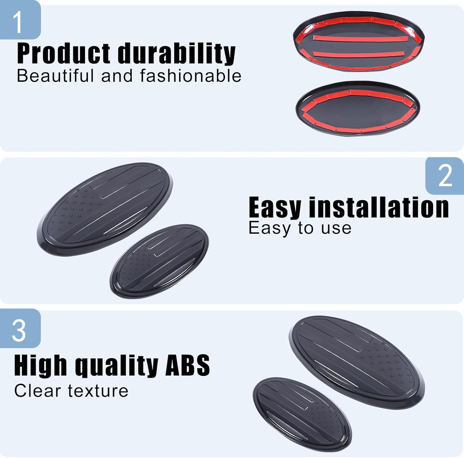 Car Front Rear Emblems Trim Cover Compatible with Subaru Outback 2021-2026，ABS Car Front Rear Logo Trim Cover，Front Grille and Tailgate American Flag Decoration Emblems Accessories