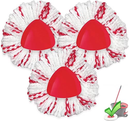 Paquete de 4 + 1 cabezal de repuesto de trapeador giratorio compatible con el sistema Cedar EasyWring de 1 tanque, cabezal de repuestos de trapeador