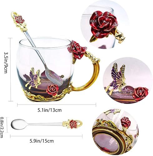 Miniatura 3 de Tazas de café de cristal sin plomo, hechas a mano, sin plomo, con juego de cuchara, regalos únicos para cumpleaños, día de la madre, ideas para