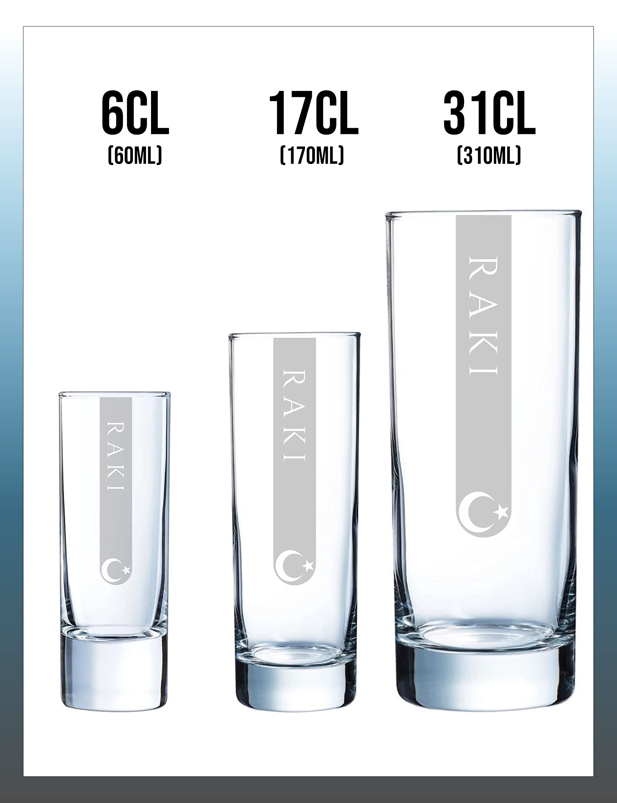 Raki Gläser 170cl 24er Set RAKI | Spülmaschinenfest | Rakiglas 17cl mit Lasergravur 24 Stück