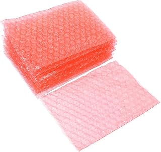 Alasum 100個入り 赤色 帯電防止バブルバッグ 10×15cm 片面4層厚 クッション梱包用 耐衝撃バブルポーチ 輸送用ポーチ 産業 科学向け 化粧品梱包用 小物保護 郵送包装 個人事業者向け 個入り