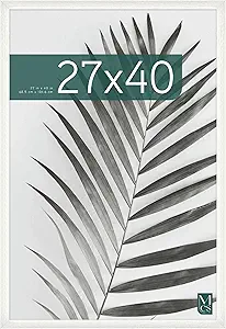 MCS Studio Gallery Movie Poster Frame 27x40 White Woodgrain, Vertical & Horizontal Wall Hanging Large Picture Frame for Photos, Artwork & Custom Posters (1-Pack)