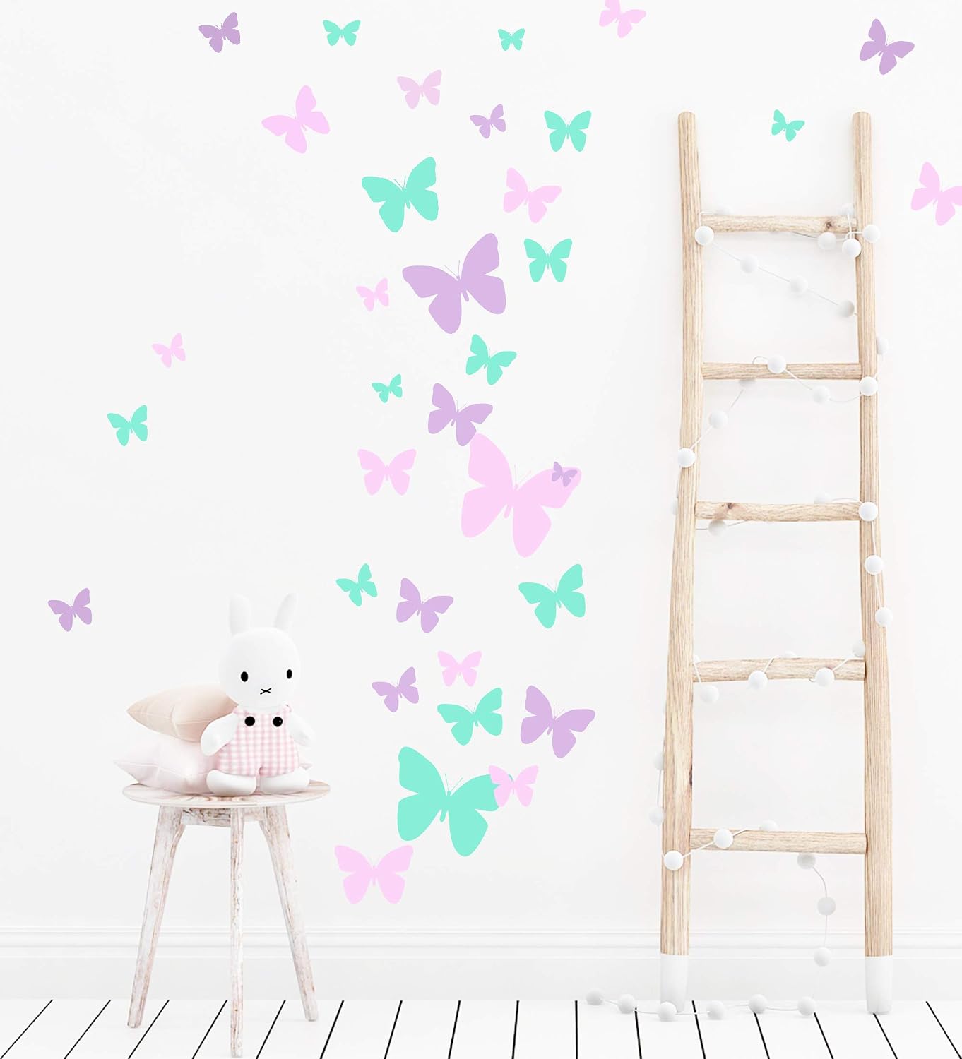 Butterfly Wall Decals Teen Girls Wall Stickers Art for Bedroom Kids Room Decor Nursery Decorations Toddler Playroom (Lilac,Pink,Mint)
