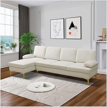 Modular L-Shaped Sofa Couch | Convertible Sectional with Storage | Space-Saving 4-Seater Couch for Small Apartments, Living Rooms & OfficesA