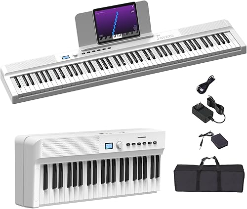 Miniatura 9 de OYAYO Teclado de piano plegable mejorado, 88 teclas de tamaño completo semi-ponderado compatible con MIDI y Bluetooth, piano de teclado plegable