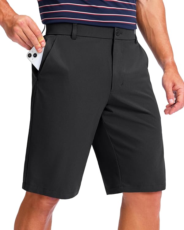 G Gradual Golf Shorts Men 11 Inch Inseam Long with 5 Pockets Lightweight Knee Length Stretch Short for Casual Dress Work (Black, L11, W36) by G Gradual - Used condition - US$23.78