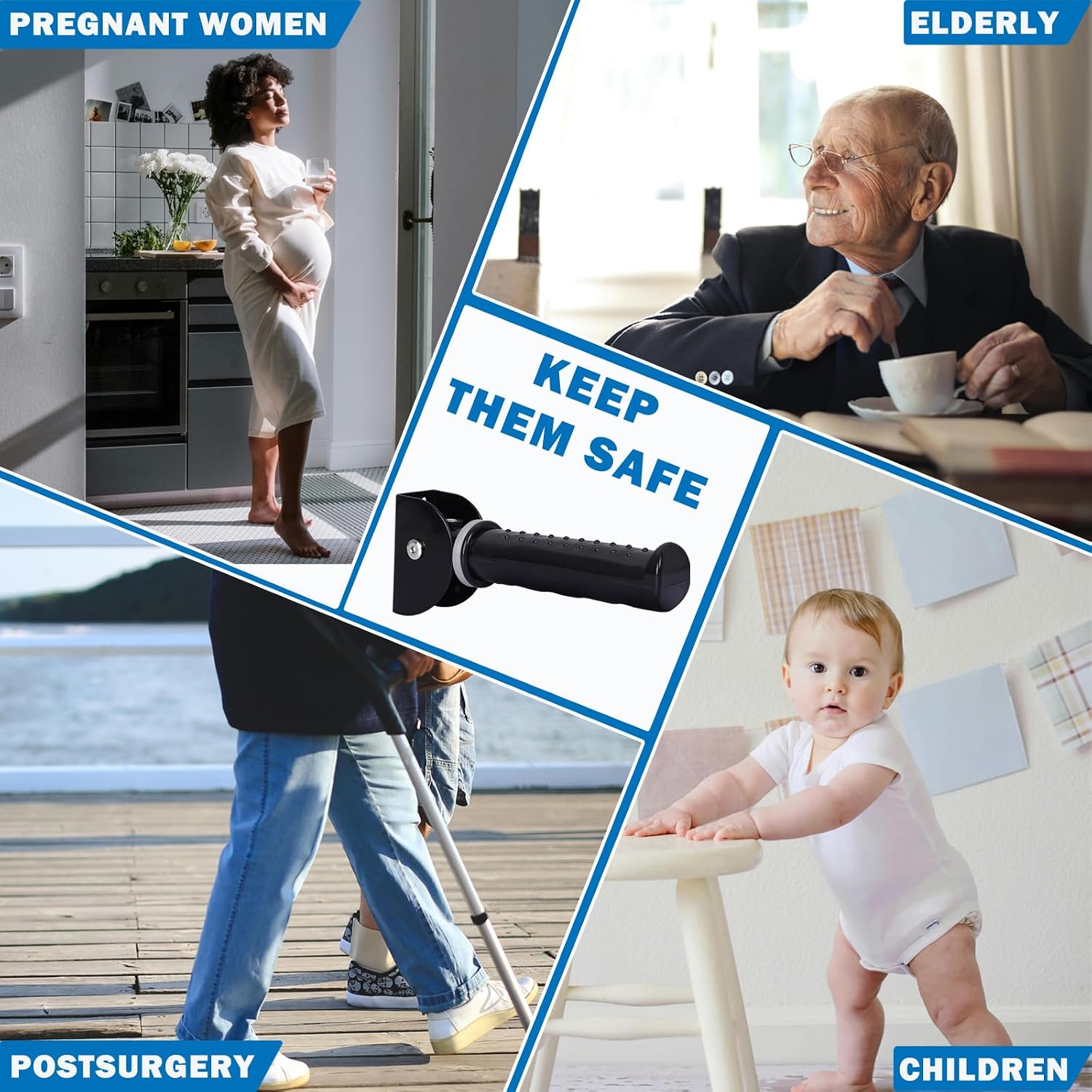 Upgrade Fluorescence Flip Up Grab Bars for Wall, 7.5 inch Folding Doorway Assist Handle, Mobility Aids, Non-Slip Grip Bar Great for Elderly Seniors, Handicap, Support Up to 320 Pounds (Black)