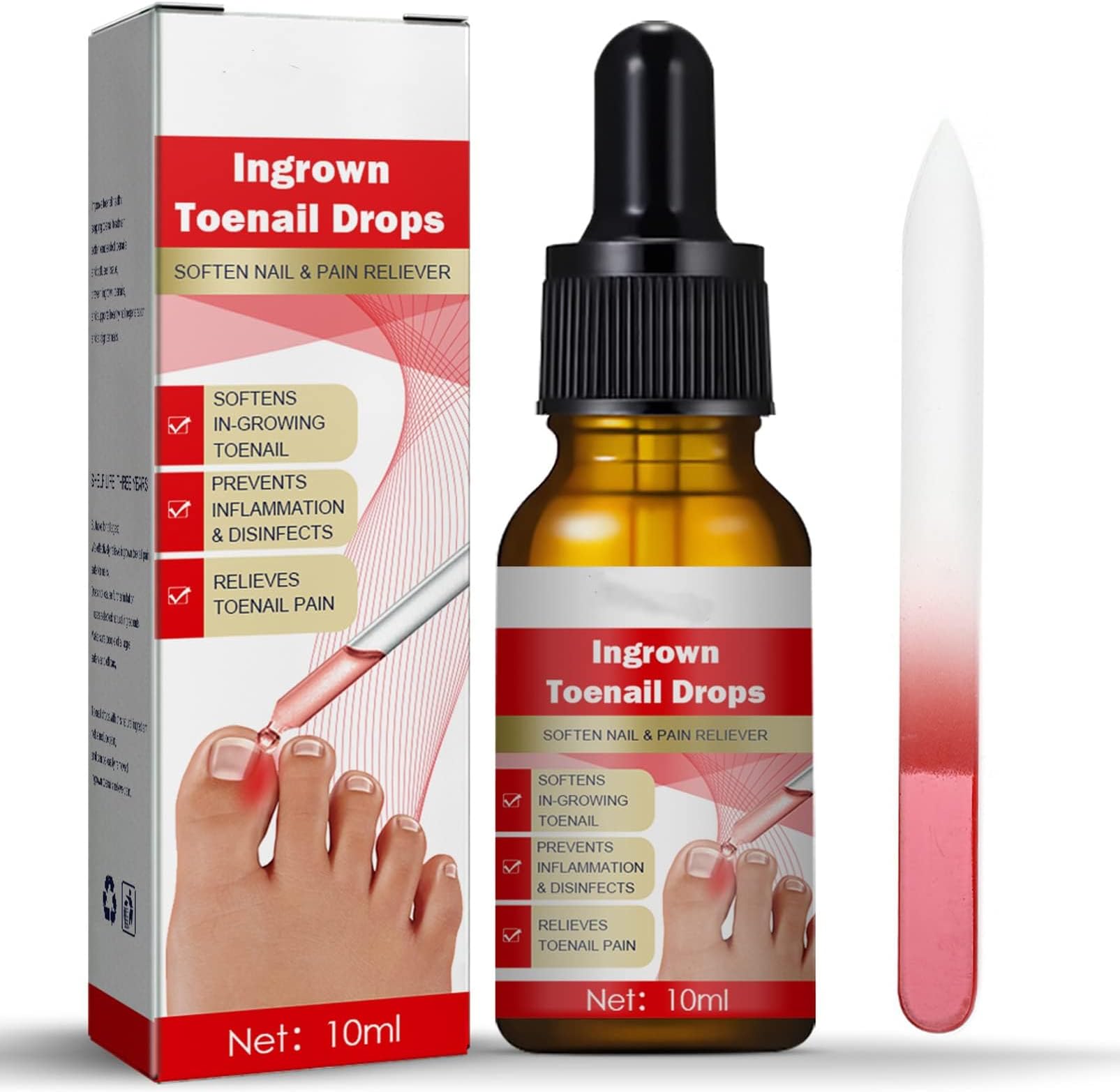 Ingrown Toenail Drop - Ingrown Toenail Care Serum with Glass Nail File - Cuticle Care Oils for Ingrown Toenails - Trimming Toenail Softening Drops Nail Strengthener