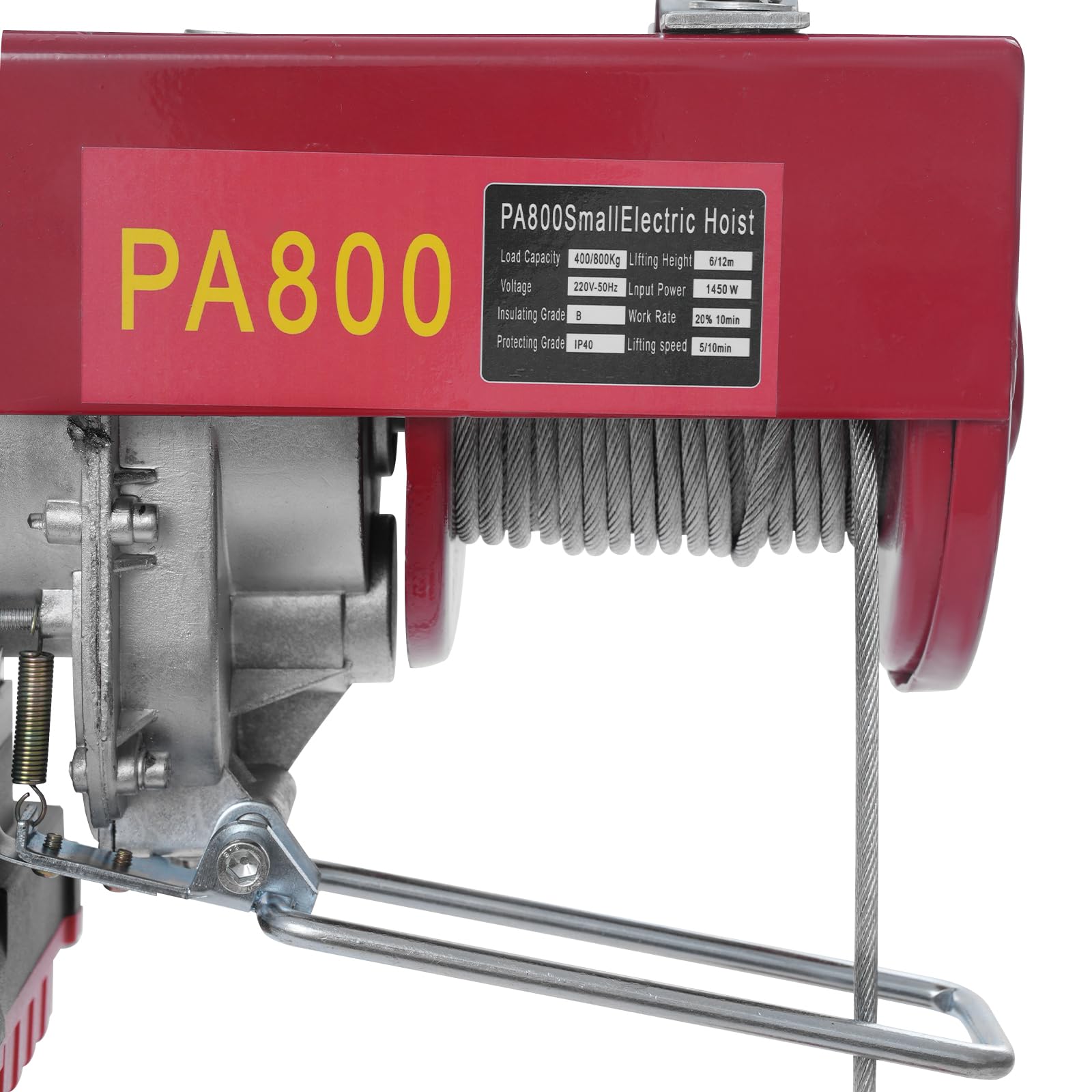 1450 W, per paranco elettrico, 400 kg (cavo singolo), 800 kg (doppio cavo), altezza di sollevamento: 6 m/12 m, verricello elettrico per diversi dispositivi di sollevamento, paranco elettrico con