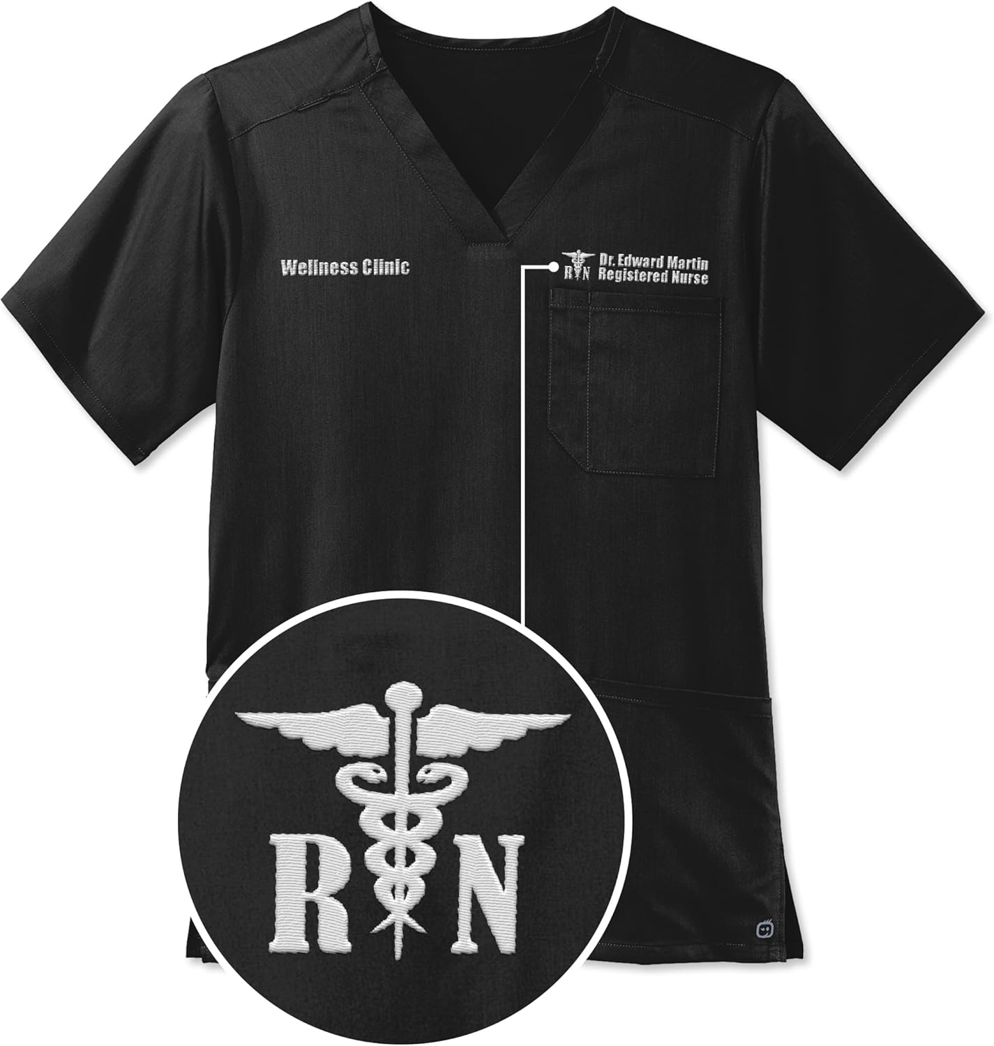 Custom Emroidered Scrub Top Add Your Embroidery Text Logo Monogram Initials Men's Premiere Flex V-Neck Top - Image 4