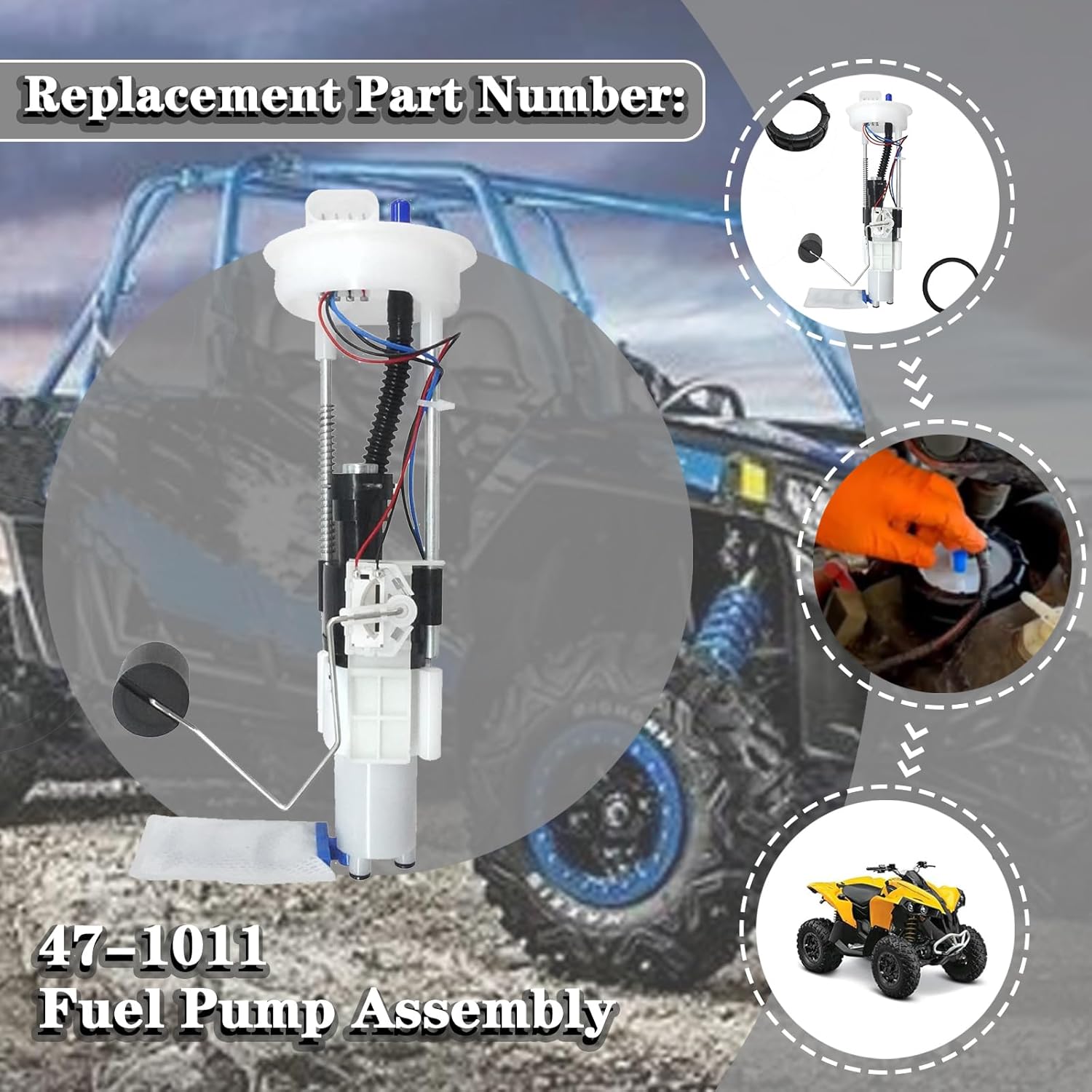 47-1011 Fuel Pump Assembly Precision Fuel Supply Long Service Life Fit for Polaris RZR 4 800/800EPS RZR 800/EPS RZR S 800/EPS RZR 570 2011 2012 2013 2014