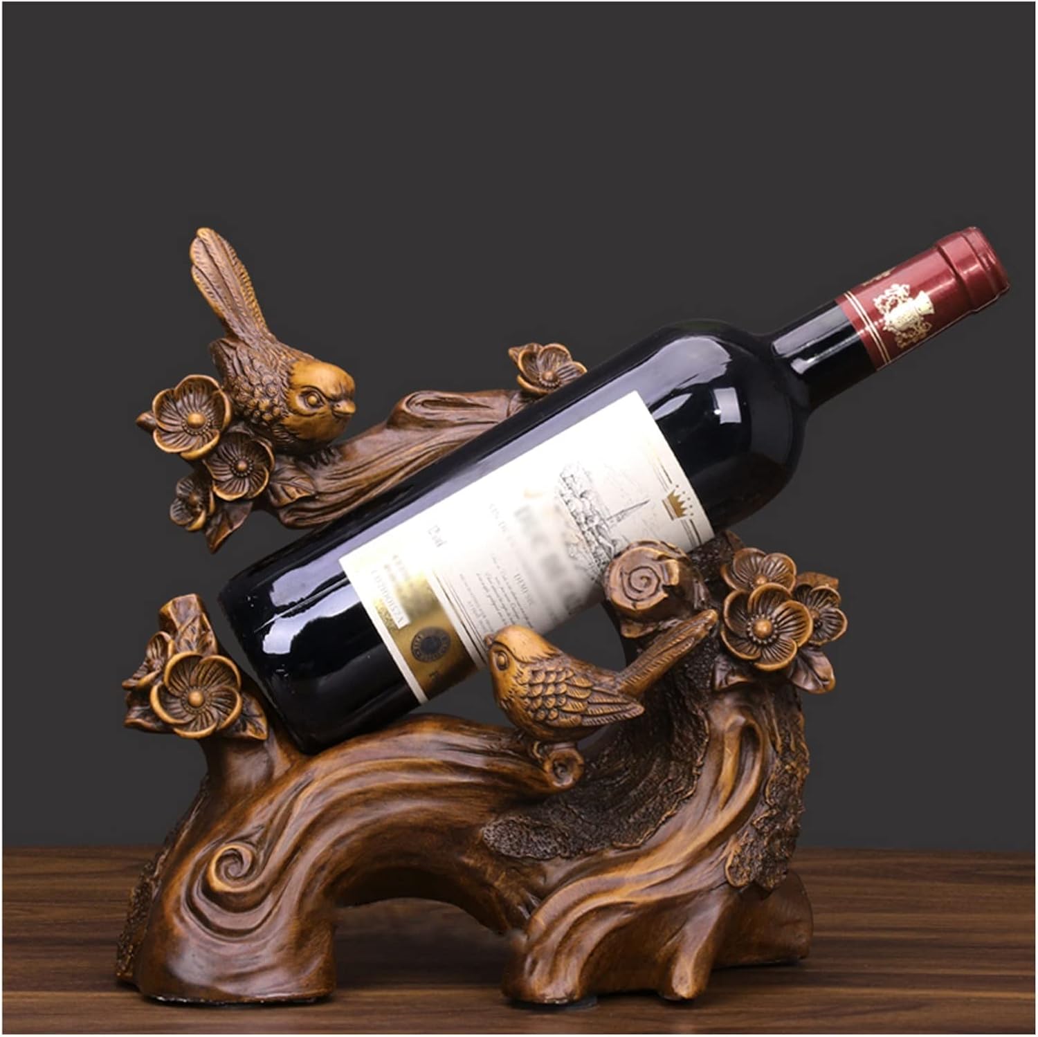 Magpie Bird Statue Wine Bottle Holder, Resin Tabletop Artwork Wine Bottle Stand Display Rack for Home Dinning Desktop Decoration Gifts