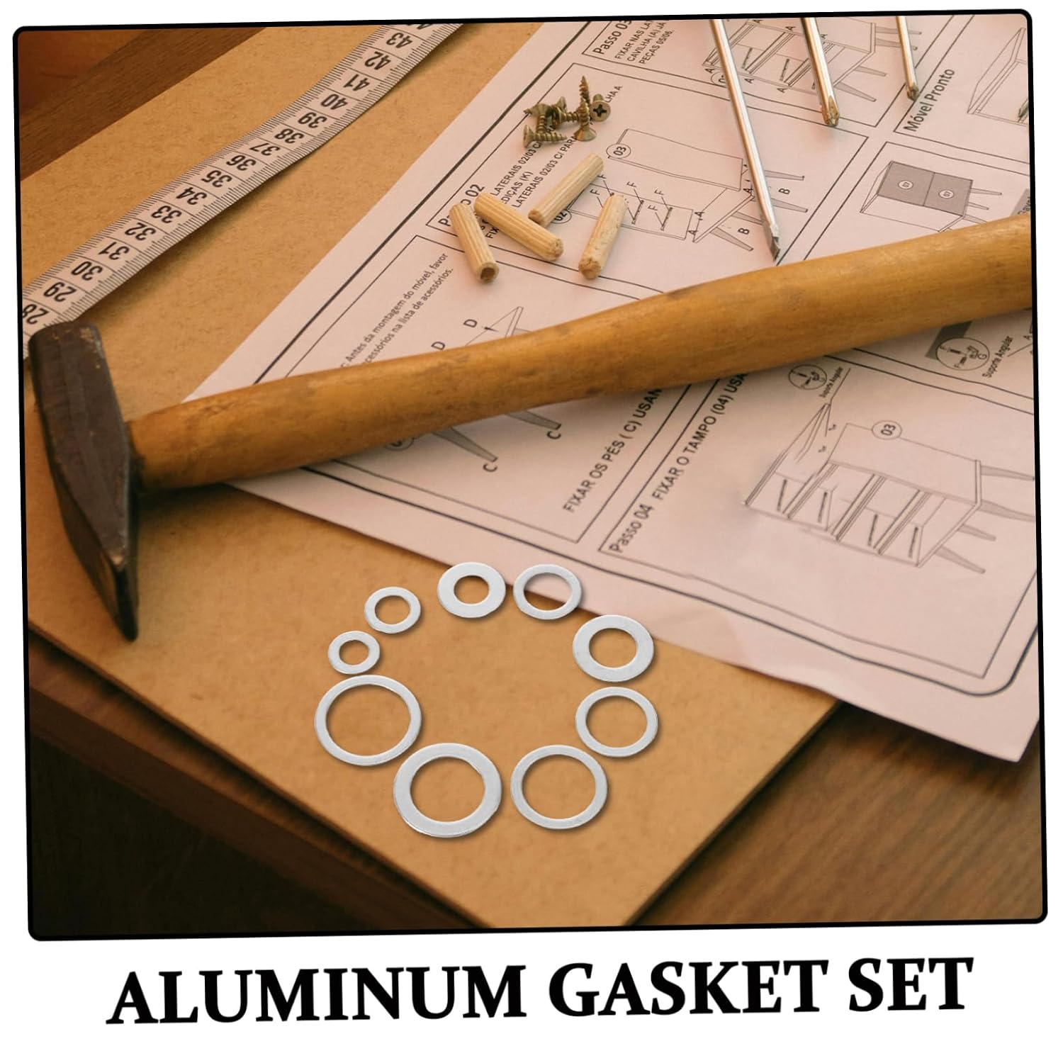 200pcs High Strength Aluminum Crush Washer Leakproof Gaskets for Engine Maintenance and Oil Drain Plug Replacement Versatile Assortment in Portable Box for Automotive Repairs