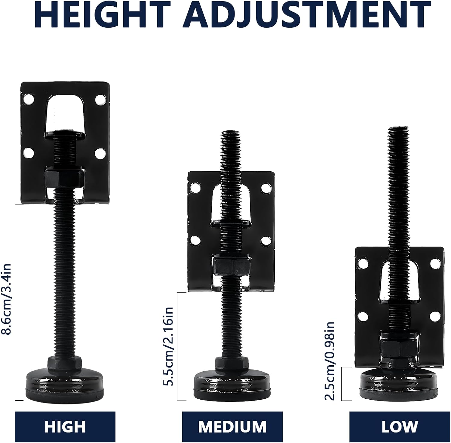 4 Pack Heavy Duty Leveling Feet Furniture Levelers Adjustable Furnitures Feet Furniture Leveler Leg Adjustable Load Levelers for Workbench Table Cabinet Wardrobe Furnitures Foot (Black)