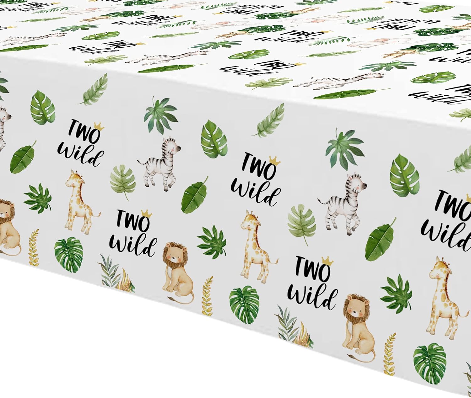 Two Wild Birthday Tablecloth Decorations, Disposable Safari Jungle 2nd Birthday Party Table Cover, Wild Animal Theme 2 Year Old Party Table Cloth, 3 Pack, 54in x 108in