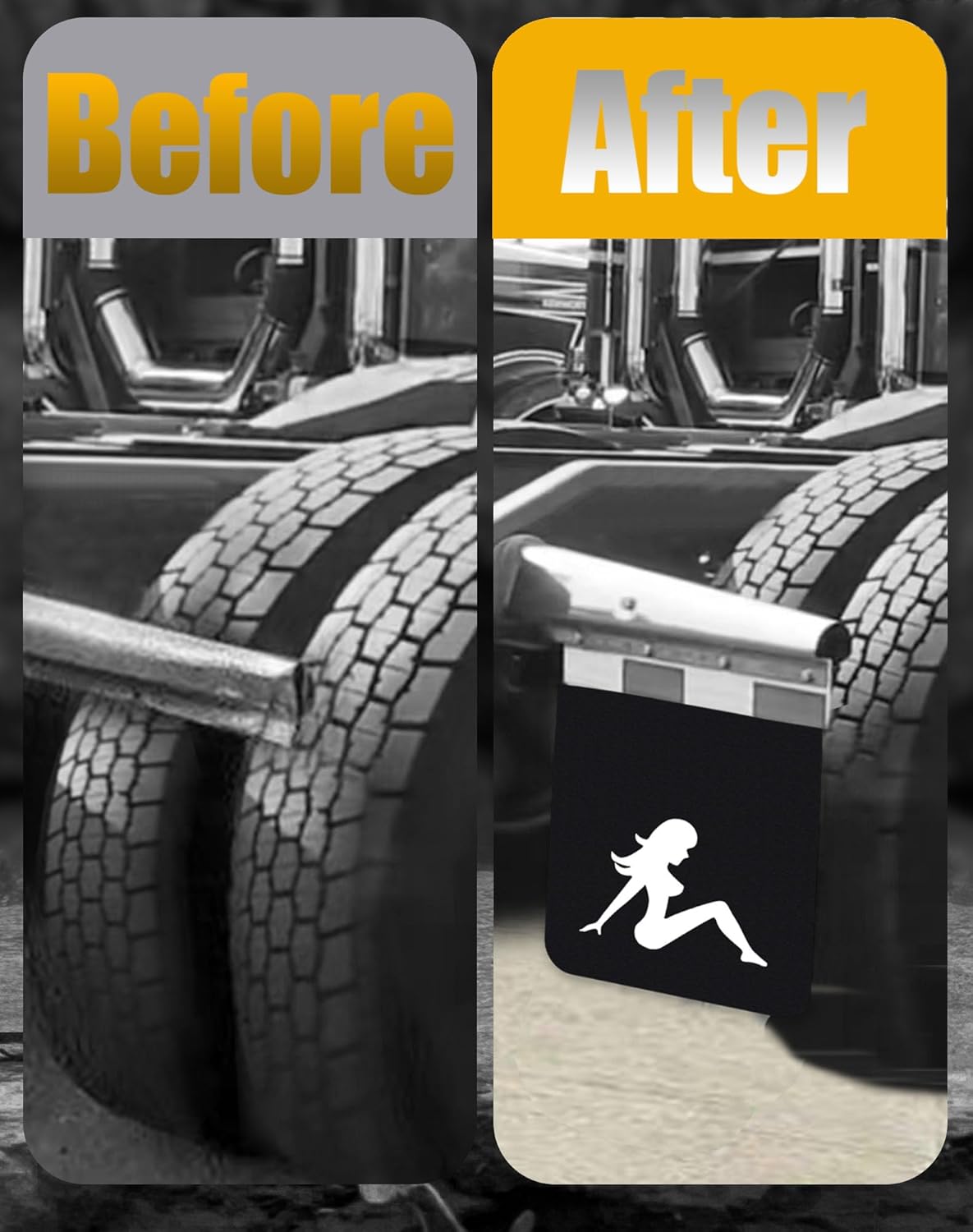 24"x24" Semi Truck Mud Flaps, Universal Heavy Duty Polymer Splash Guards - Compatible with Freightliner, Kenworth, Peterbilt, International (2Pcs)
