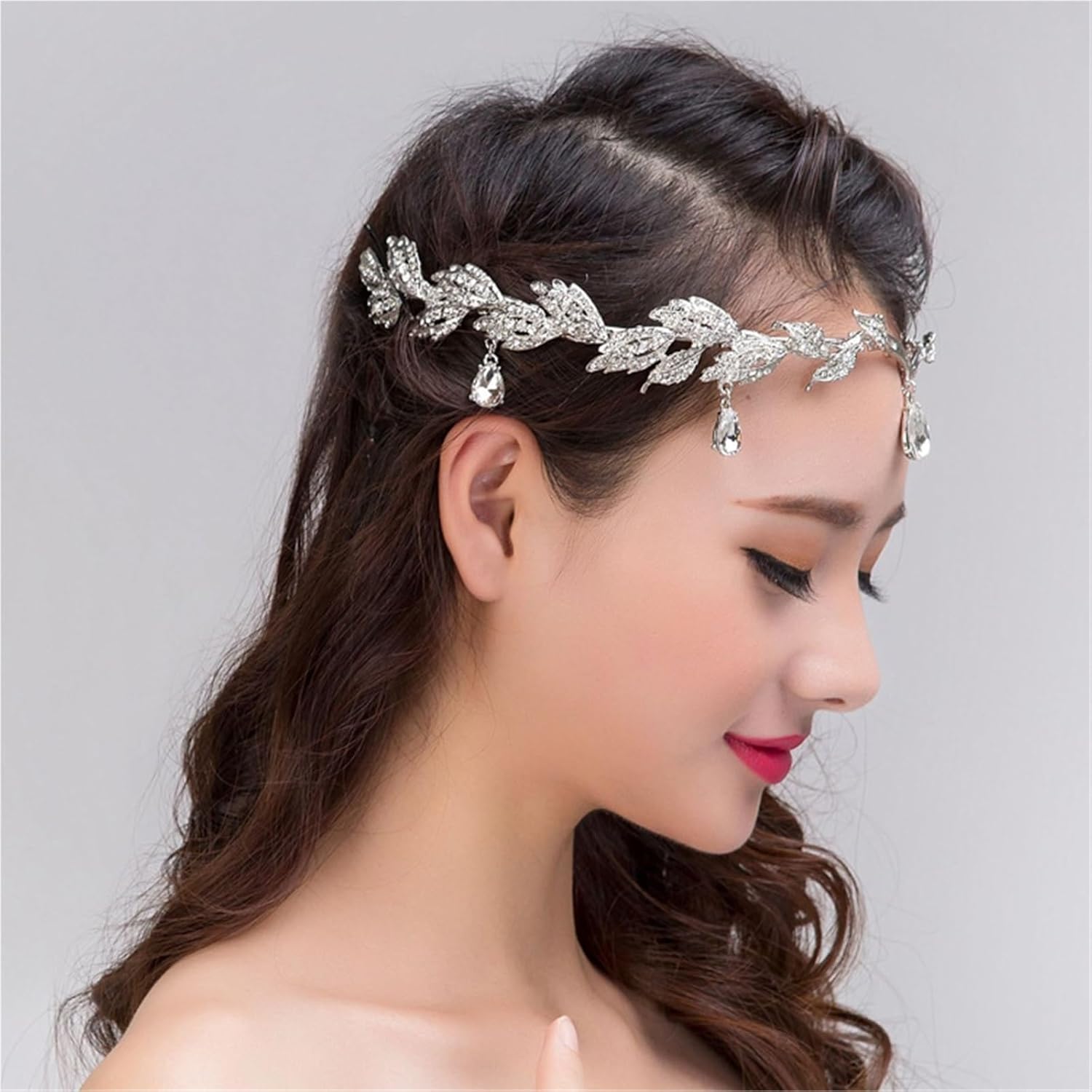 Custom Rhinestone Forehead Chain & Tiara - Elegant Crystal Headdress For Weddings