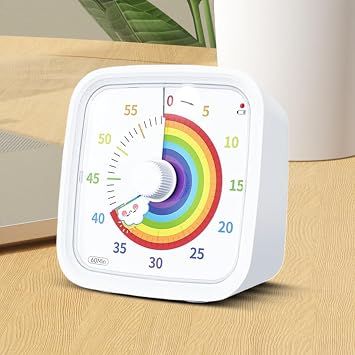 Visual Timer for Kids 60 Minutes Rainbow Disk Countdown Alarm with